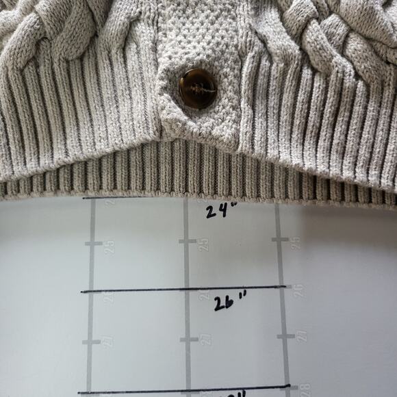 Tasso Elba Cardigan Sweater Mens L Light Gray Tan Cable Knit Preppy Retro Y2K - Picture 7 of 7